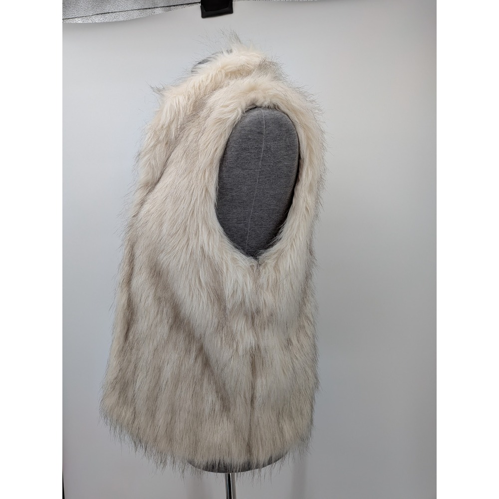 Boho Glam Western Festival CiSono Polar White Gray FauxFur XL Long Vest Pockets - Picture 4 of 11